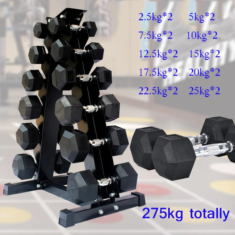 Solid Cast Iron Hexagonal Dumbbell Set