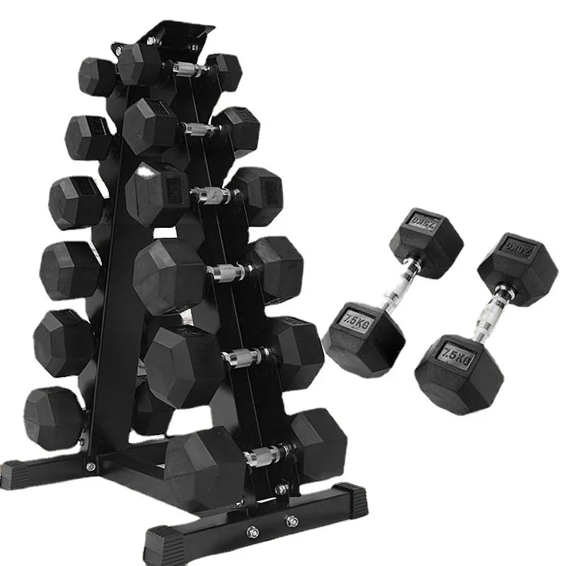 Solid Cast Iron Hexagonal Dumbbell Set