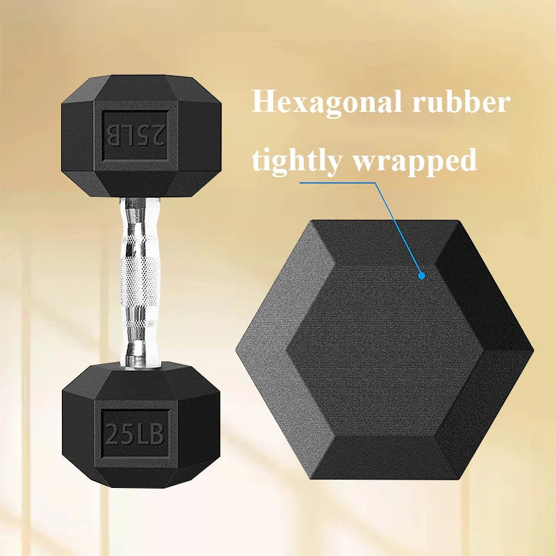 Solid Cast Iron Hexagonal Dumbbell Set